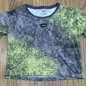 Adidas Women's Black and Yellow Speckled Tee